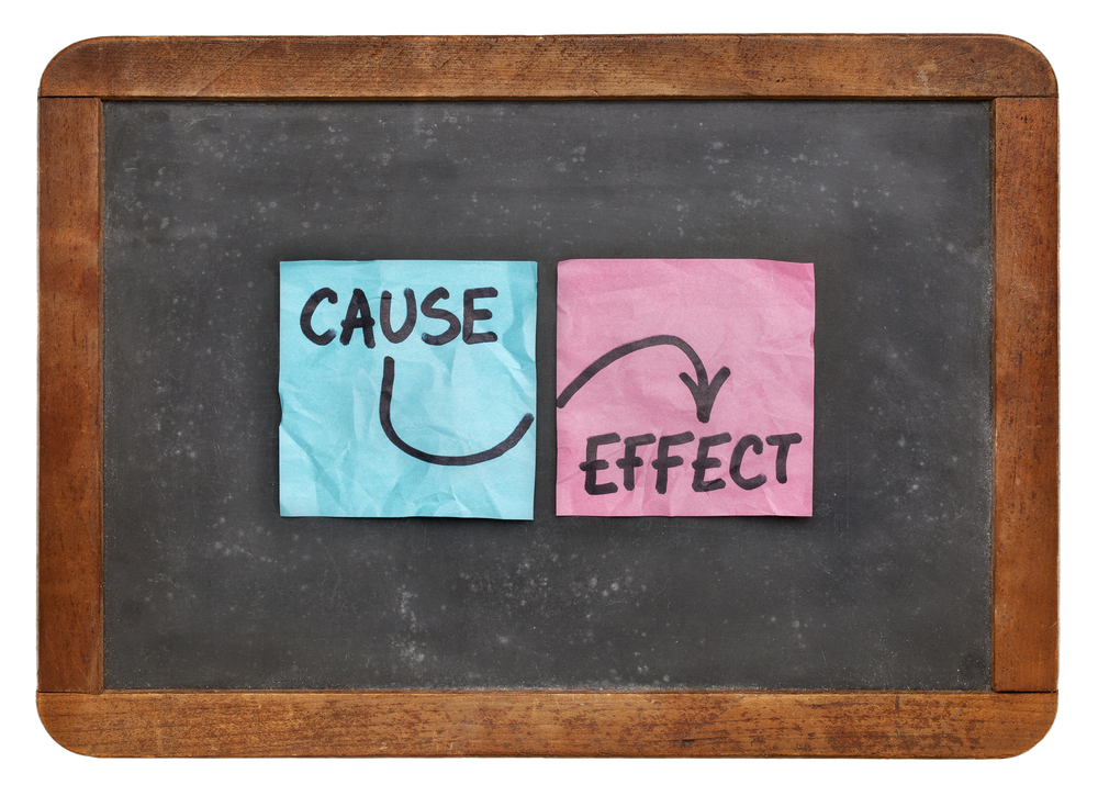 Cause and effect concept on a slate board