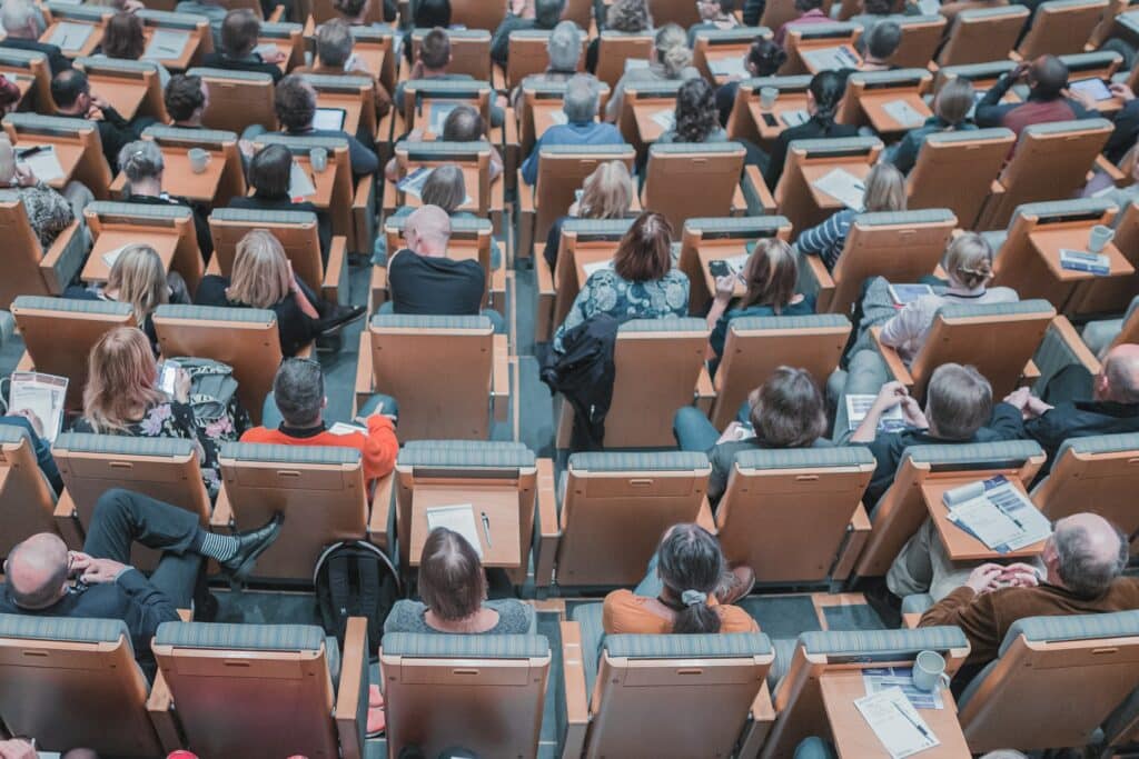 back view of college seminar hall