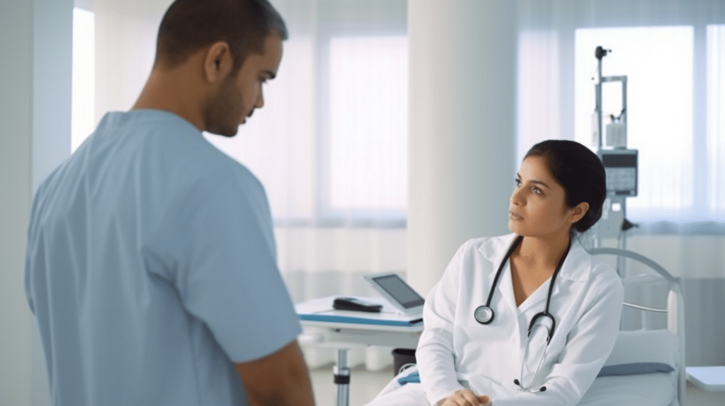 a nurse assessing Gastrointestinal system of a patient