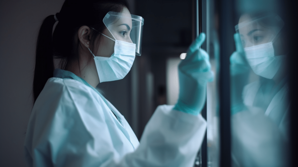 a nurse observing the Respiratory x-ray of a patient 