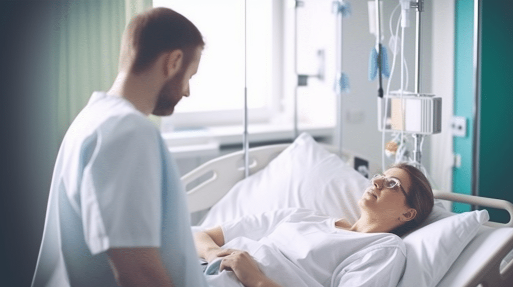 nurse taking care of patient in hospital